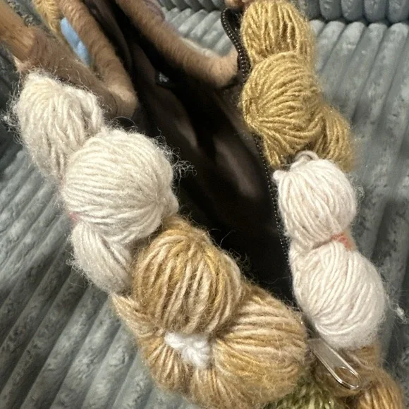 JP & Mattie Handbag Purse Quilt Crochet Vintage Boho Bamboo Handles Multicolor - Picture 8 of 14